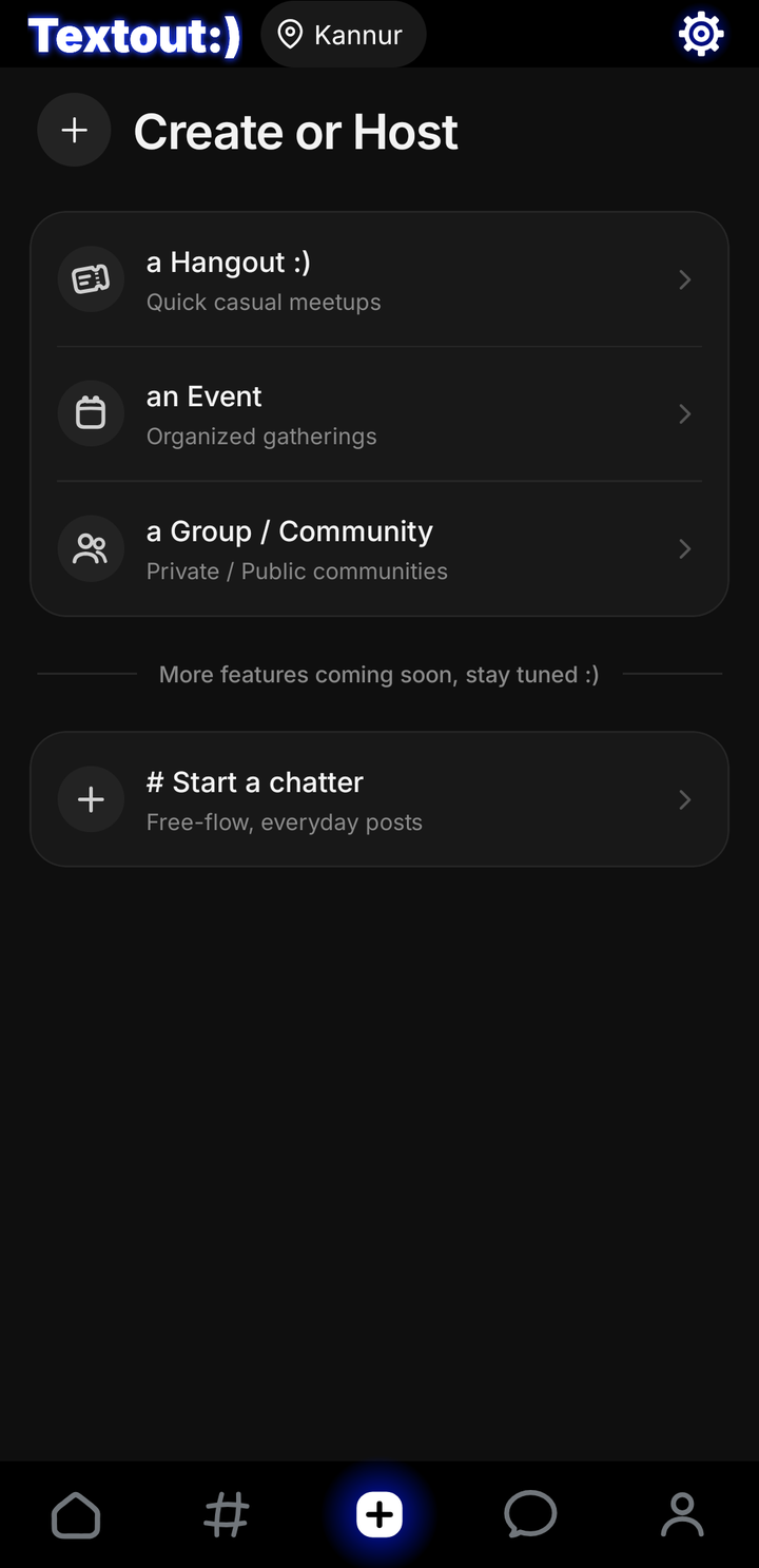 Create or Host menu
